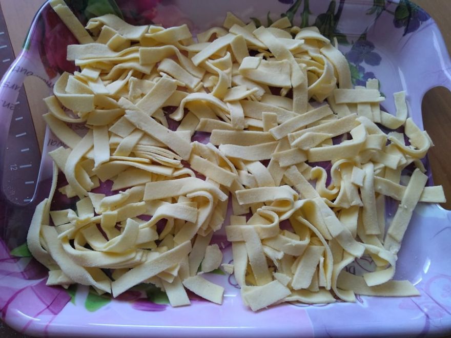 Gluten-free wide noodles for dessert or for bean soup