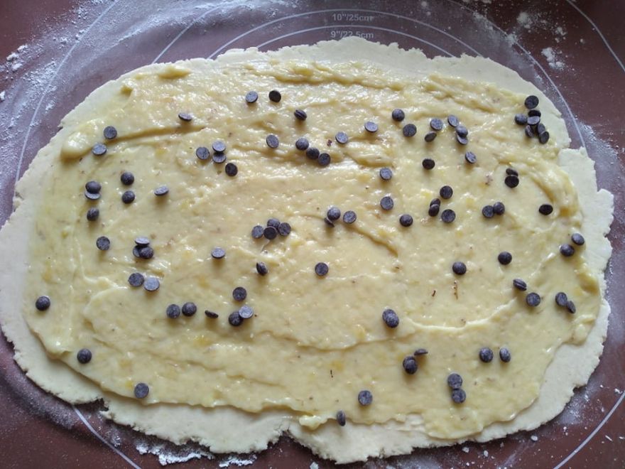 Bezlepkové šneci s pudinkem a banánem