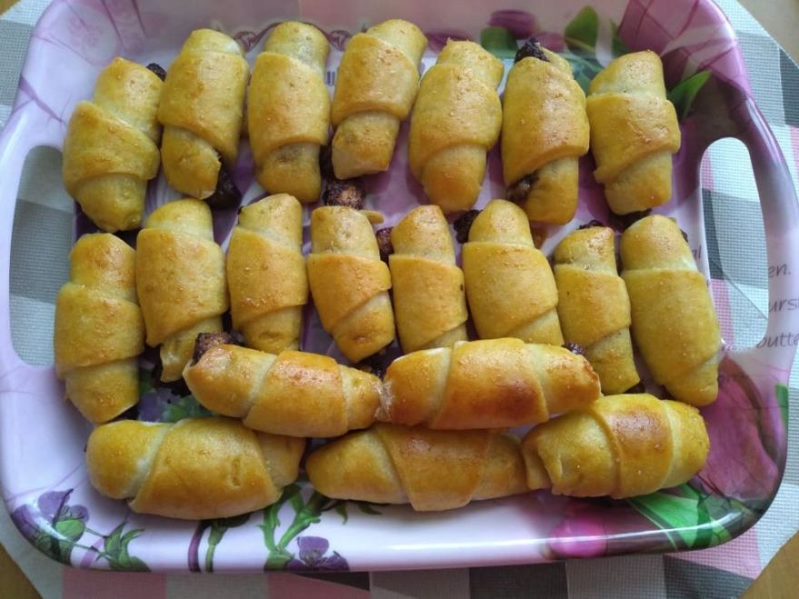 Gluten-free and dairy-free sourdough rolls filled with chocolate and marzipan