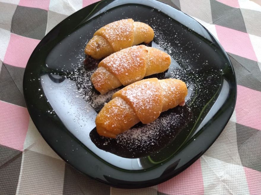 Gluten-free and dairy-free sourdough rolls filled with chocolate and marzipan