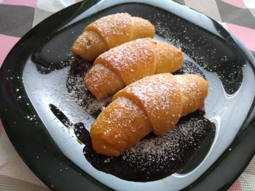 Gluten-free and dairy-free sourdough rolls filled with chocolate and marzipan