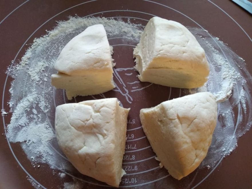 Gluten-free and dairy-free sourdough rolls filled with chocolate and marzipan