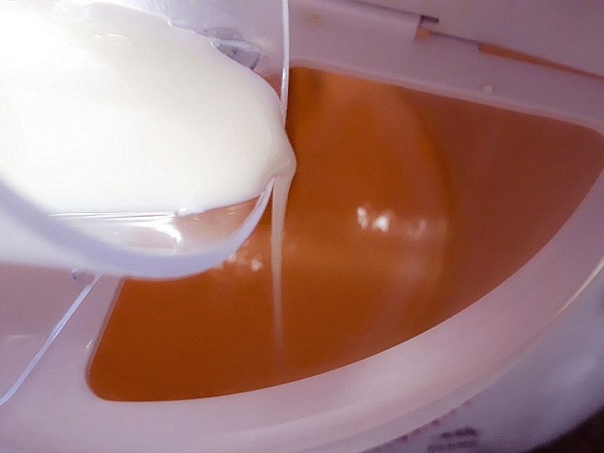 Gluten-free rhubarb cake with strawberry jam