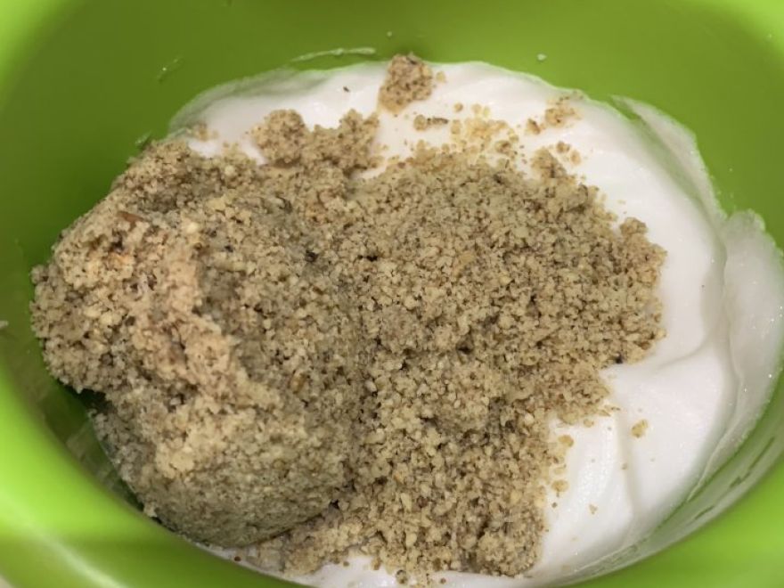 Gluten-free nut dessert with cocoa filling