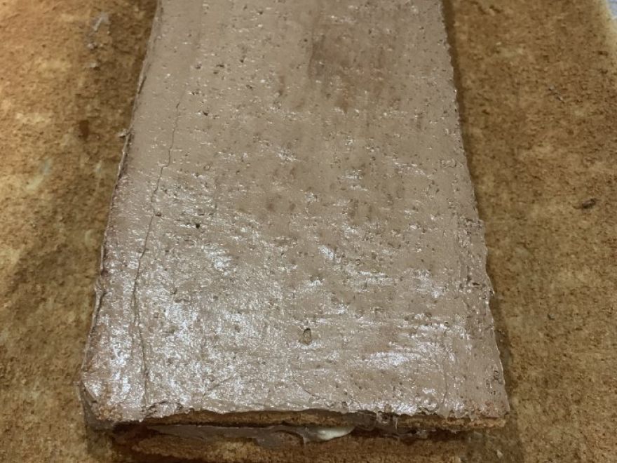 Gluten-free nut dessert with cocoa filling