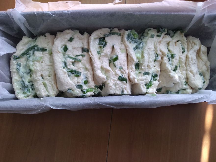 Gluten-free sourdough bread with cheese and spring onion