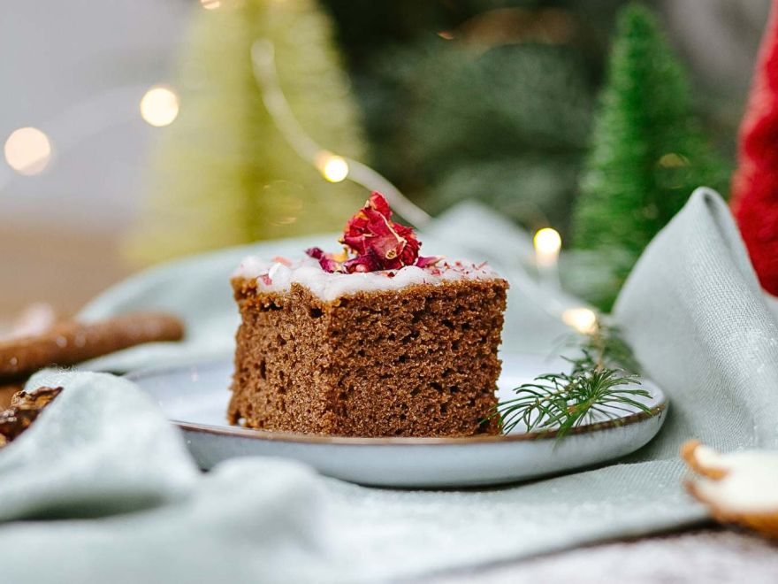 Quick Gluten-Free Gingerbread Sheet Cake with Lemon Glaze