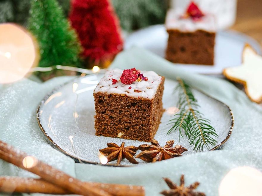 Quick Gluten-Free Gingerbread Sheet Cake with Lemon Glaze