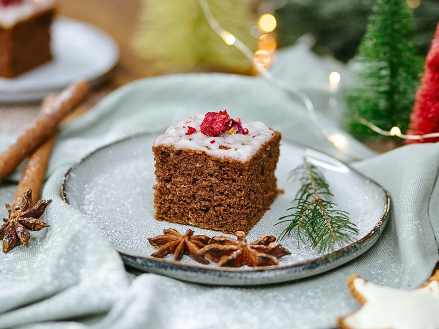 Quick Gluten-Free Gingerbread Sheet Cake with Lemon Glaze