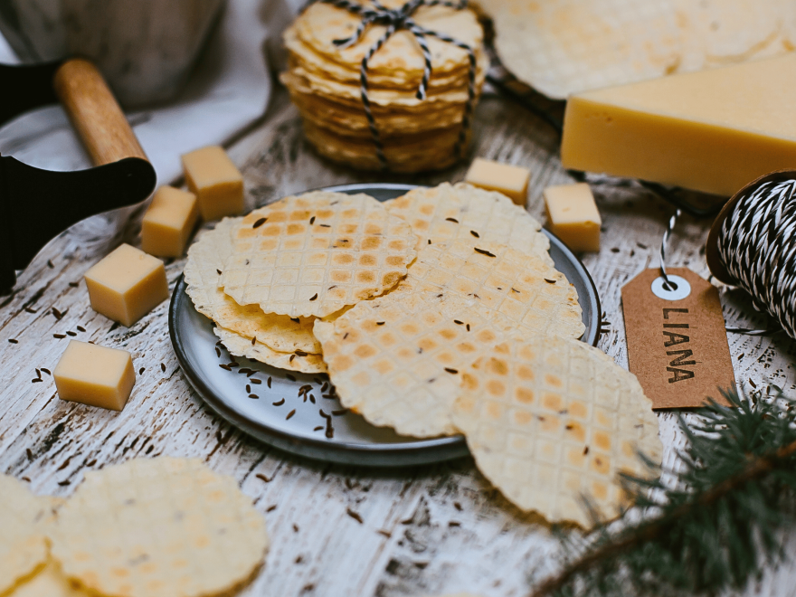 Gluten-free savory wafers with cheese and cumin