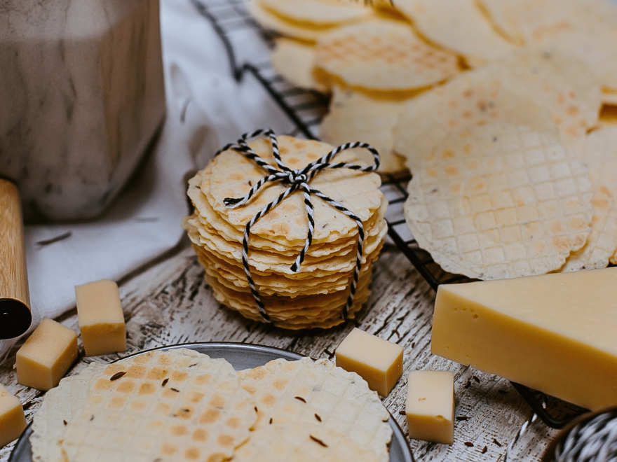 Gluten-free savory wafers with cheese and cumin