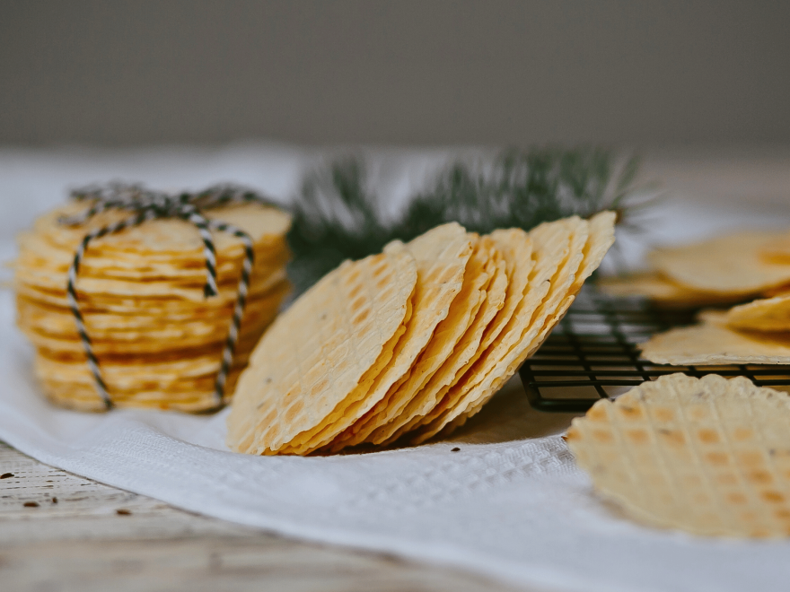 Gluten-free savory wafers with cheese and cumin