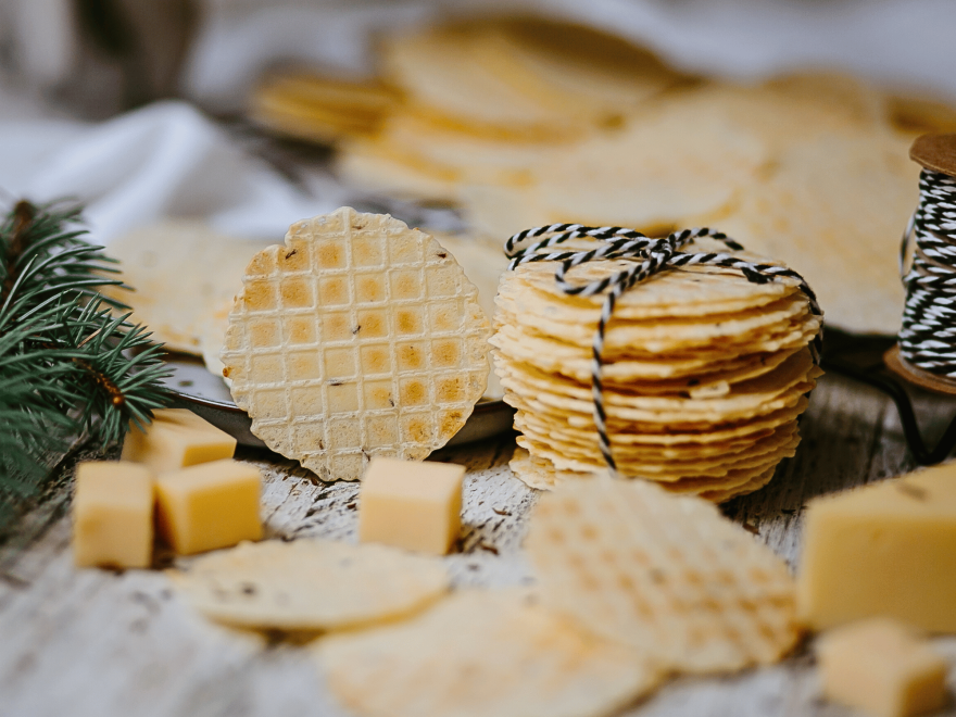 Gluten-free savory wafers with cheese and cumin