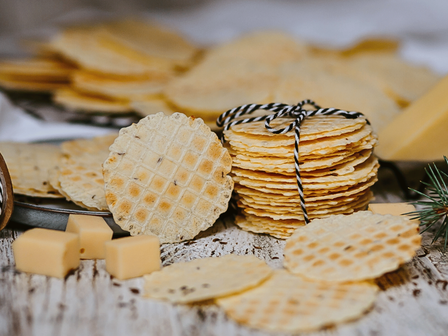 Gluten-free savory wafers with cheese and cumin