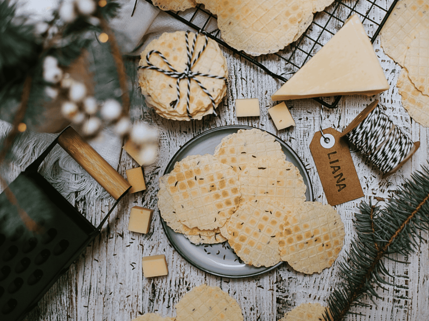 Gluten-free savory wafers with cheese and cumin