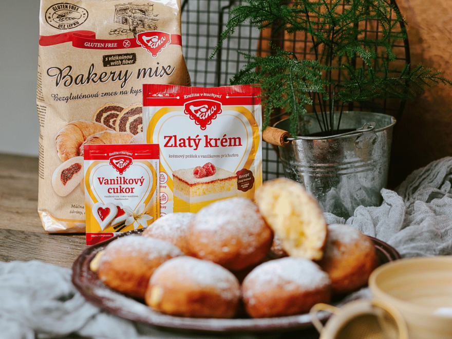 Bezlepkové šišky plnené vanilkovým pudingom