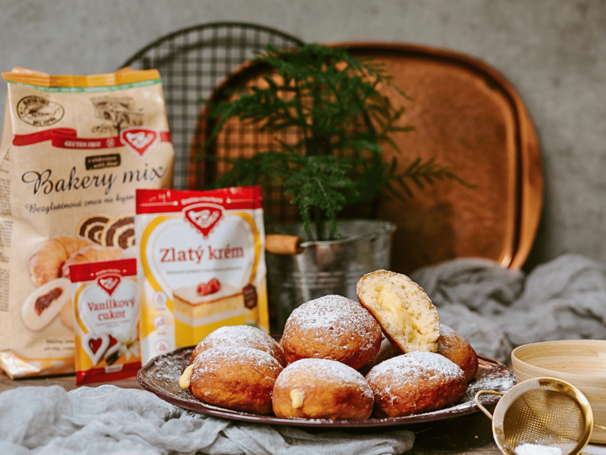 Bezlepkové šišky plnené vanilkovým pudingom