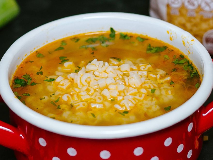 Vegetable soup with gluten-free letters