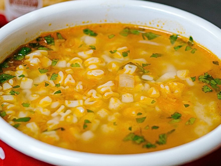 Vegetable soup with gluten-free letters