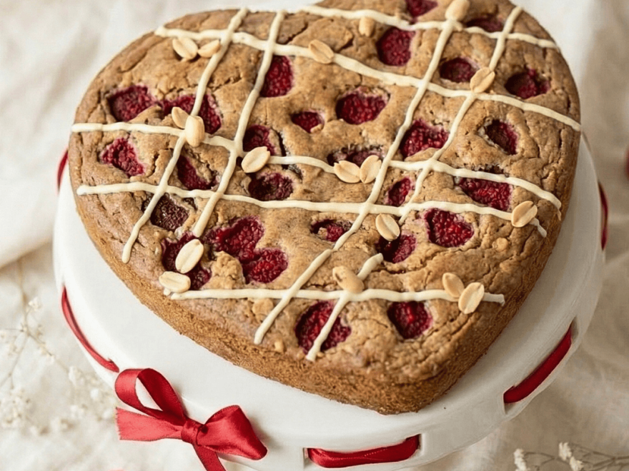 Valentínske pohánkové blondies s malinami