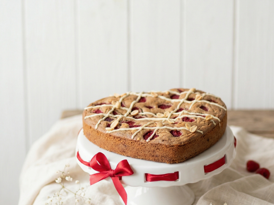 Valentínske pohánkové blondies s malinami