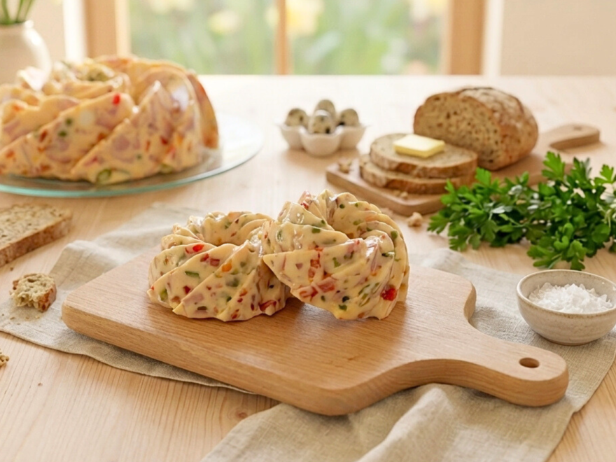Hausgemachter Eierpudding mit Gelatine in Kuchenform