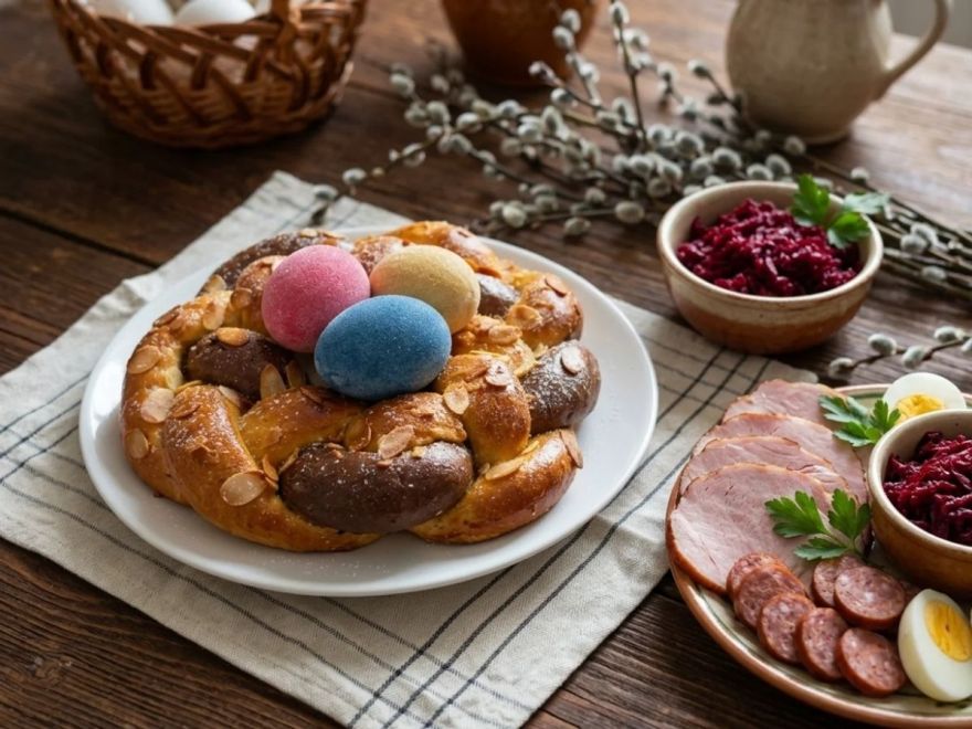 Bezlepkový pletený veľkonočný veniec