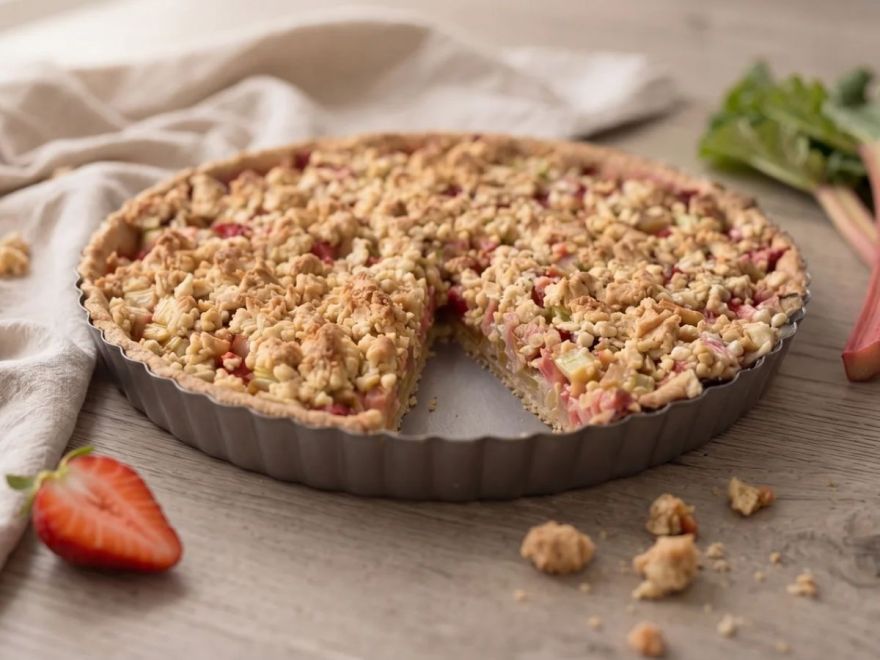 Glutenfreier Erdbeer-Rhabarber-Kuchen